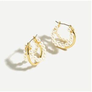 NEW J. Crew Vander Layered Pearl Hoop Earrings